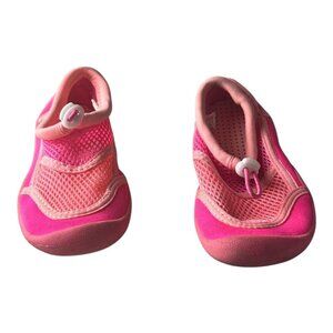 Wonder Nation Girls Swim Shoes Pink Mesh Slip On Size 9-10 Adjustable Drawstring